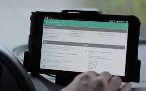 tablet in truck with detail of arealcontrol service